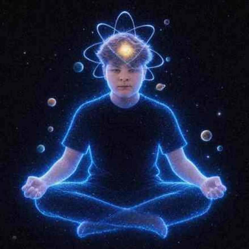 Quant Kid floating in space